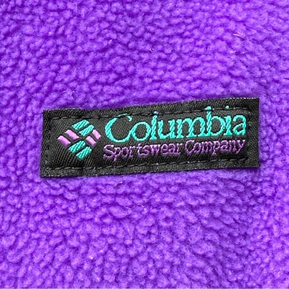 Vintage Columbia 90s Fleece Full Zip Sweater Jacket Made in USA Purple XL Tall